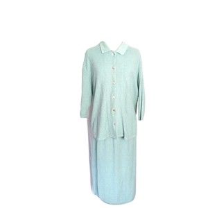 Vintage Stephanie Schuster Princess Knitwear Aqua Sweater & Skirt Size Large
